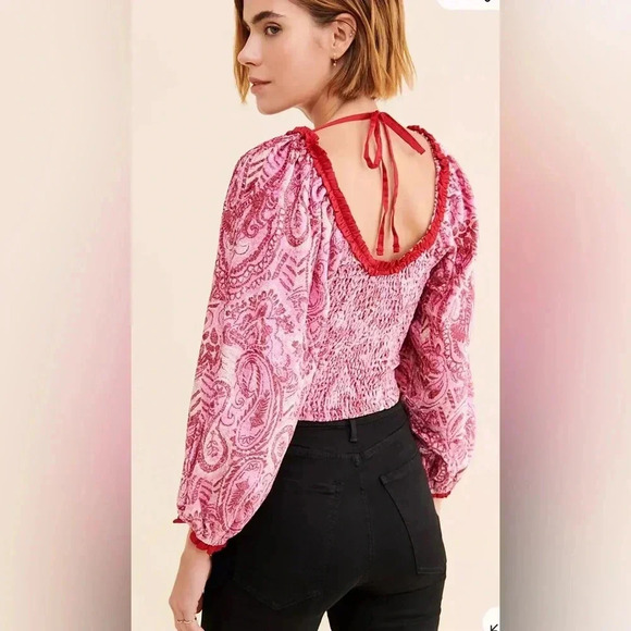 EUC Free People Dare Me Velvet Blouse - Picture 3 of 6